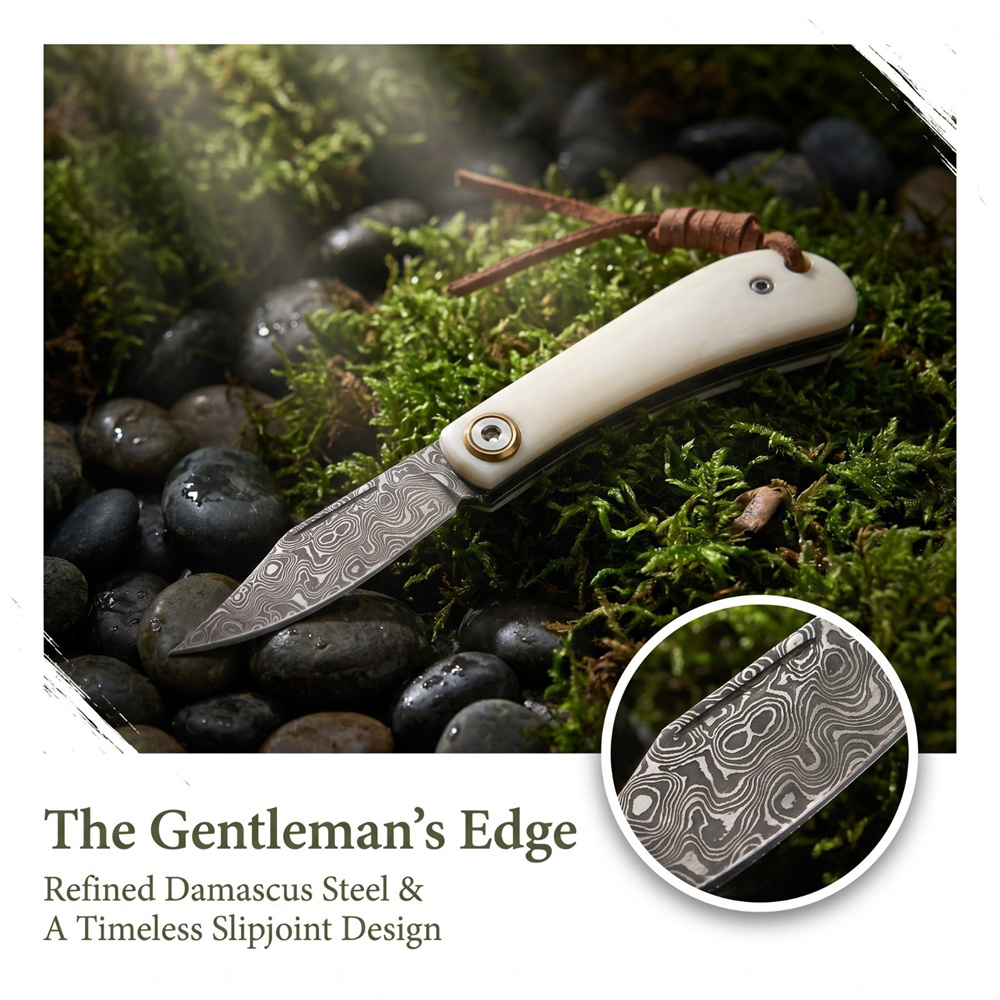 Compact Vintage Damascus Foldi - Vintage Collectible Knives ulasan dan harga