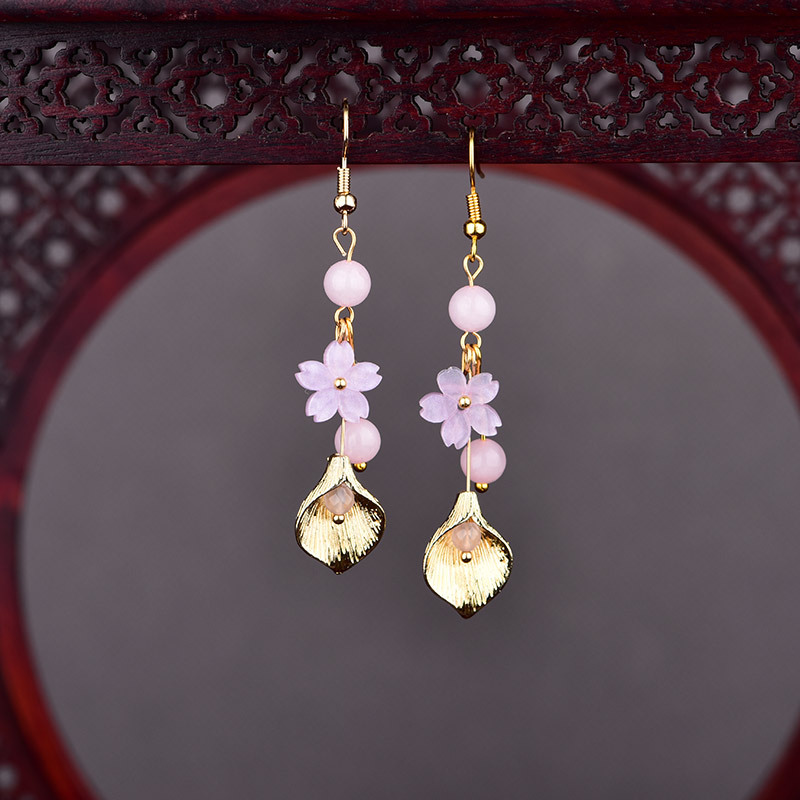 Pink Natural Jade Flower Earri - Vintage Item ulasan dan harga