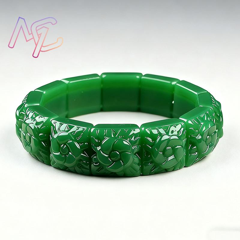 Real Jade Flower Bracelet Bang - Vintage Item ulasan dan harga