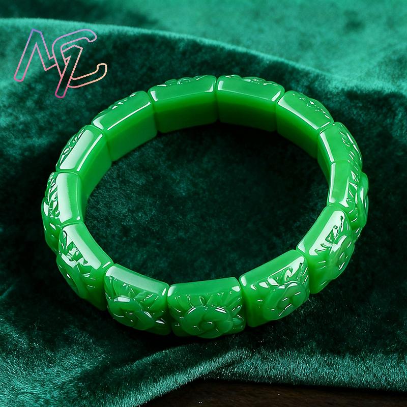Real Jade Flower Bracelet Bang - Vintage Item ulasan dan harga