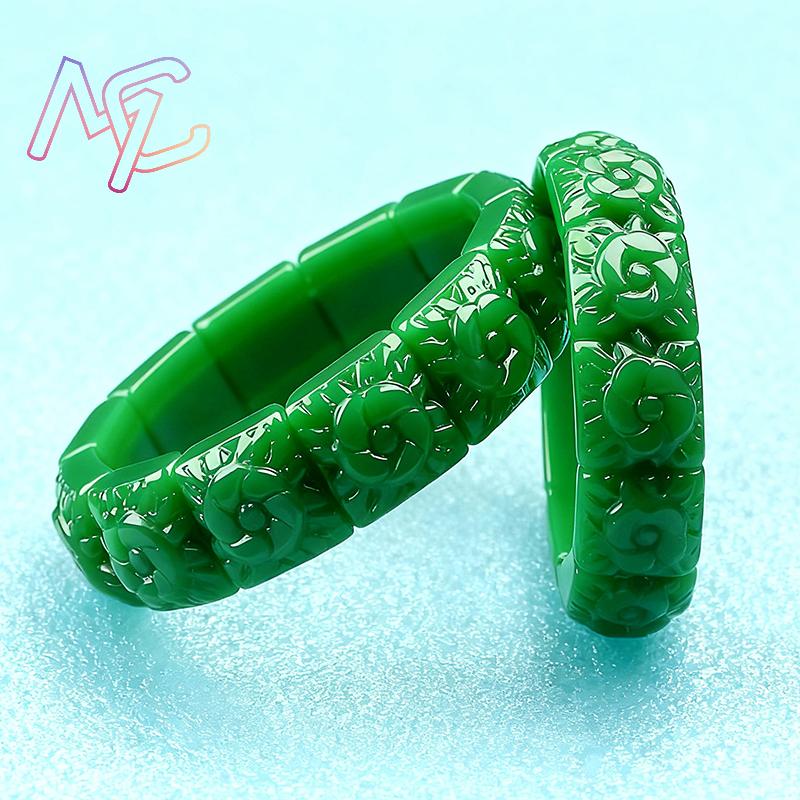 Real Jade Flower Bracelet Bang - Vintage Item ulasan dan harga