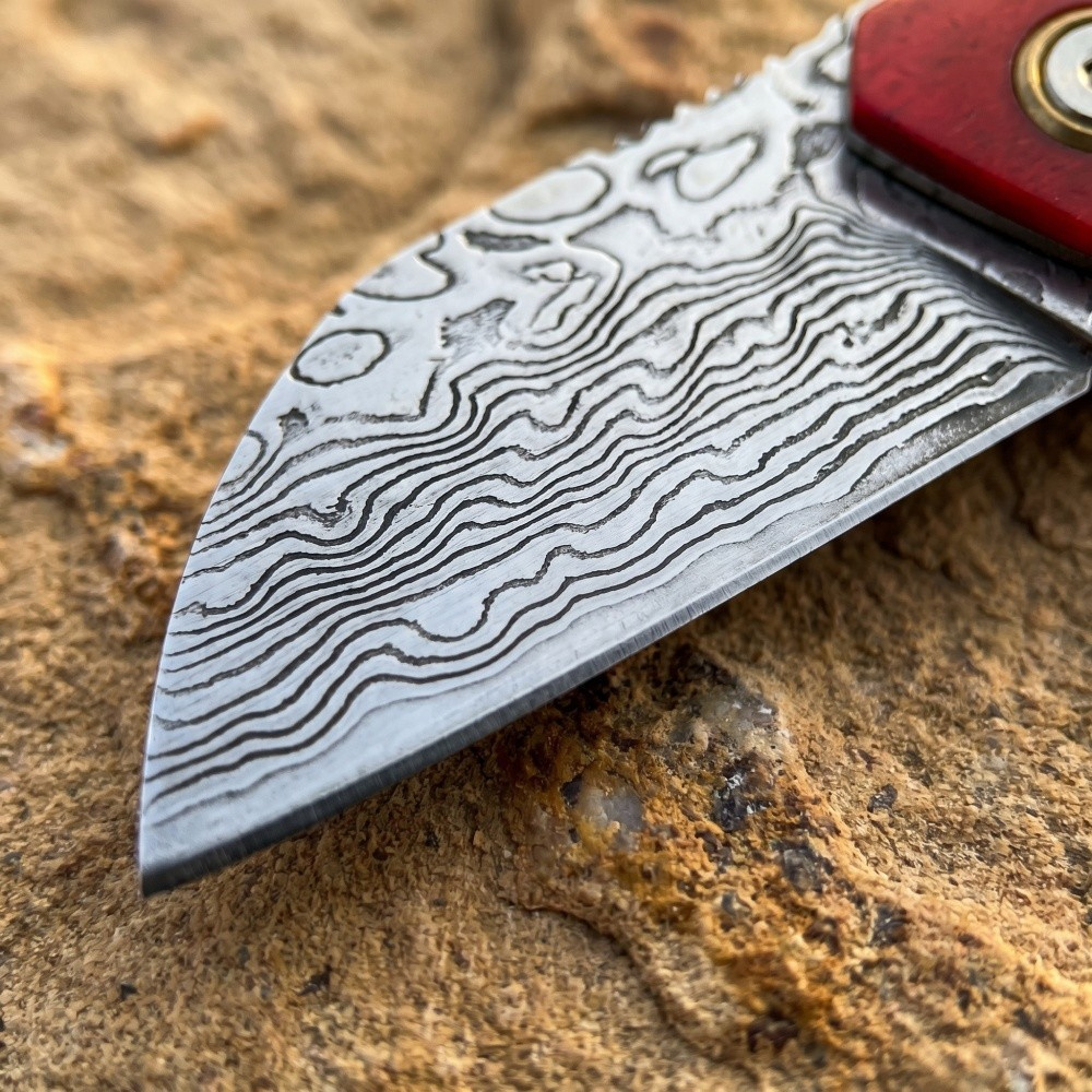Vintage Damascus EDC Folding K - Vintage Collectible Knives ulasan dan harga