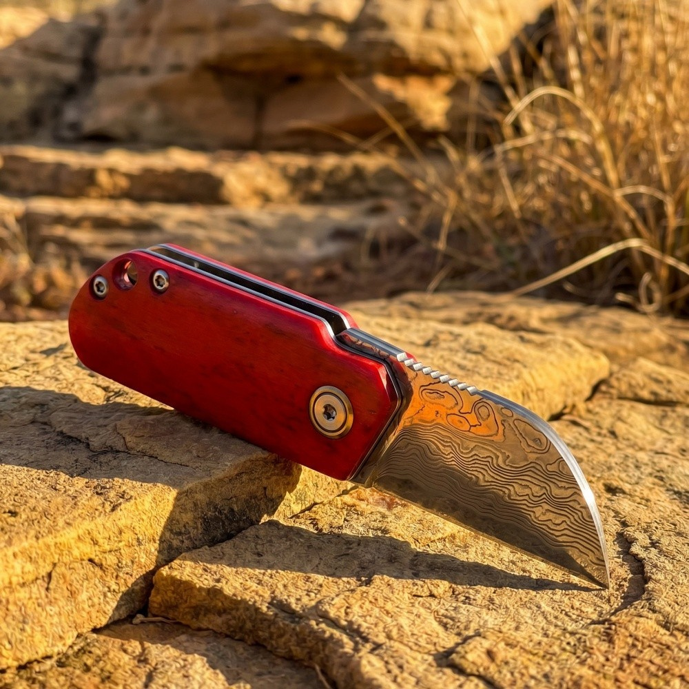 Vintage Damascus EDC Folding K - Vintage Collectible Knives ulasan dan harga